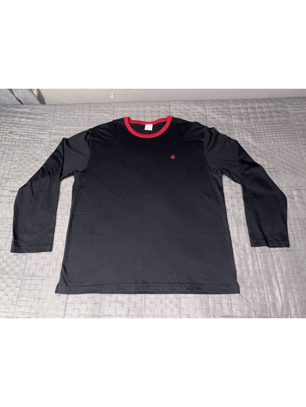 Brooks Brothers Mens black/ Red Ringer Long Sleeve T-Shirt Logo Large